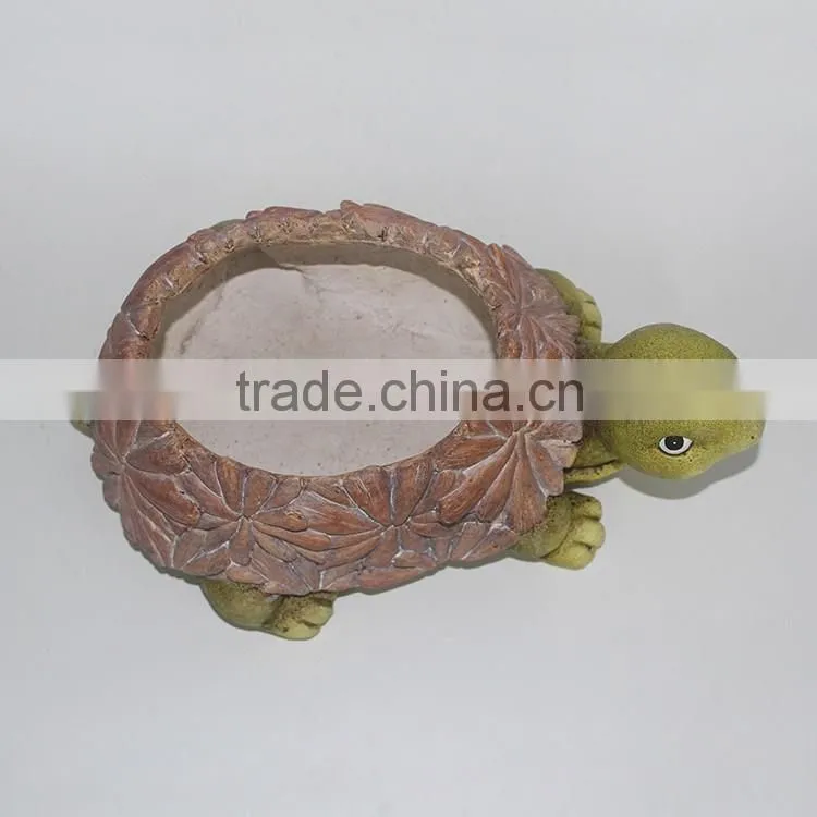 Polyesin Custom Tortoise Animal Garden Statue Figurine Decoration Flower Pot, Magnesium Oxide Resin Tortoise Shape Flowerpot