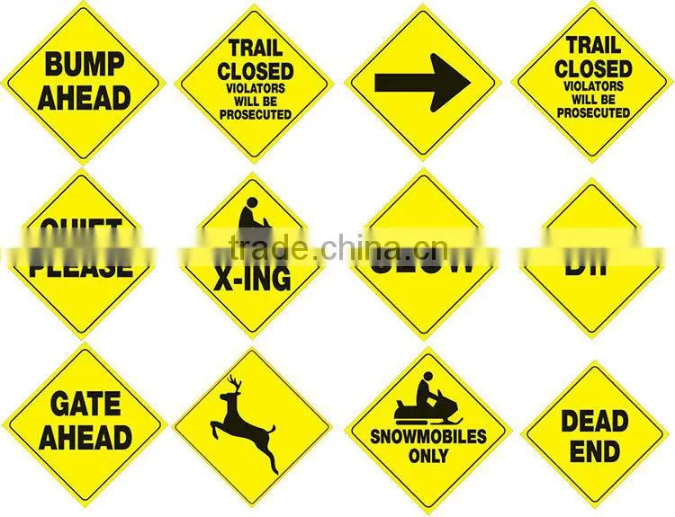 Yellow Plastic Reflective Sign 12" Snowmobile X-ING dingfei Signs