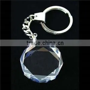 Wholesale crystal glass material 3d laser engraved crystal photo frame promote led crystal keychain for promotion gift