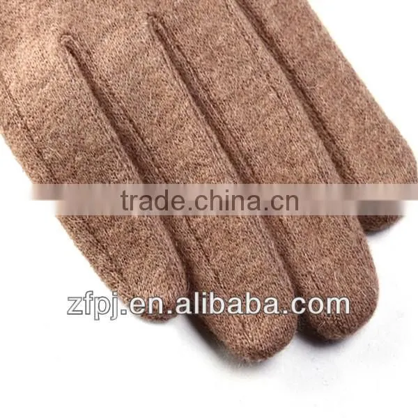 Ladies wearing sheep wool gloves with rabbit fur cuffs