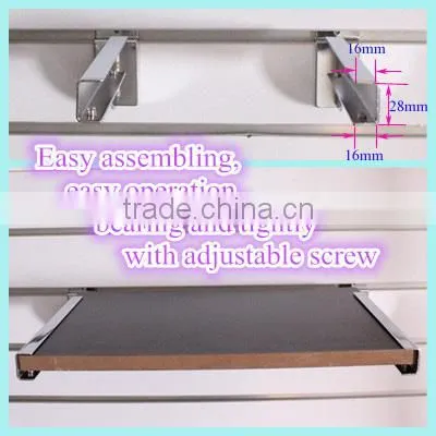 Chrome slatwall supports for wooden / glass dispaly