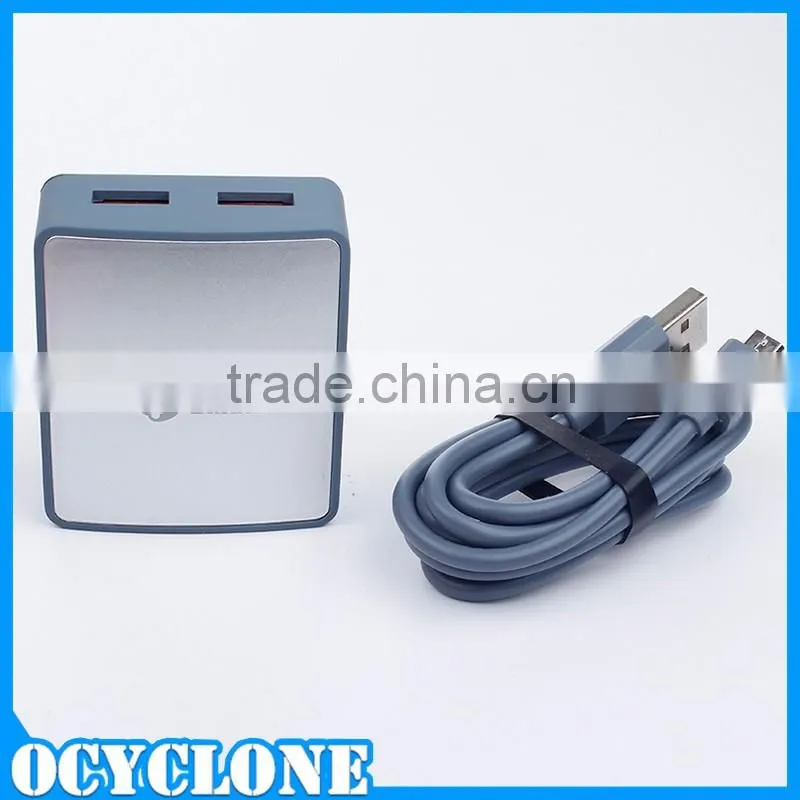 2 ports usb phone travel charger with micro data cable