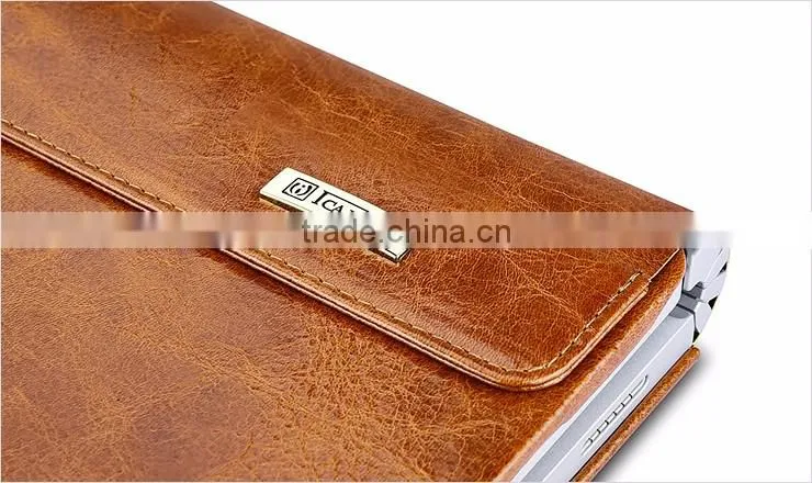 ICARER Genuine Leather Case for Microsoft Surface Book Detachable Flip Cover with Stand Function