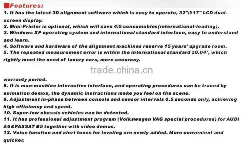 Higher accuracy 3D Wheel alignment machine for auto repair