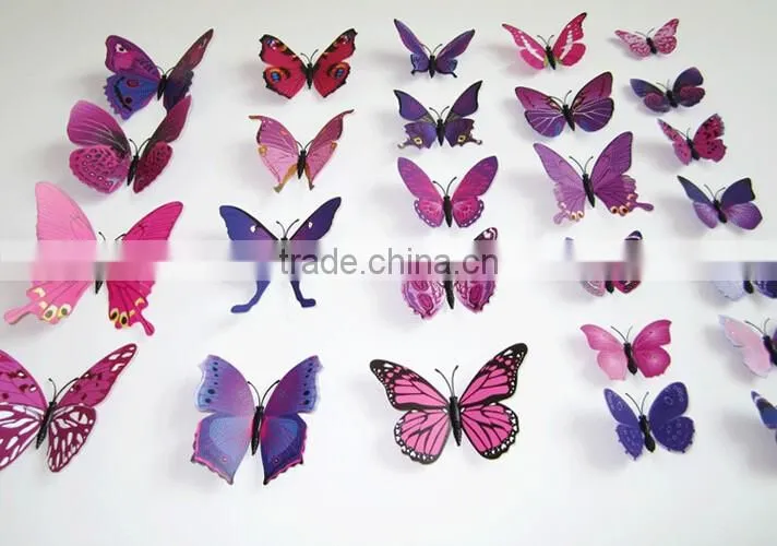 12pcs 3D PVC Butterflies DIY Butterfly Art Decal Home Decor Wall Mural Stickers