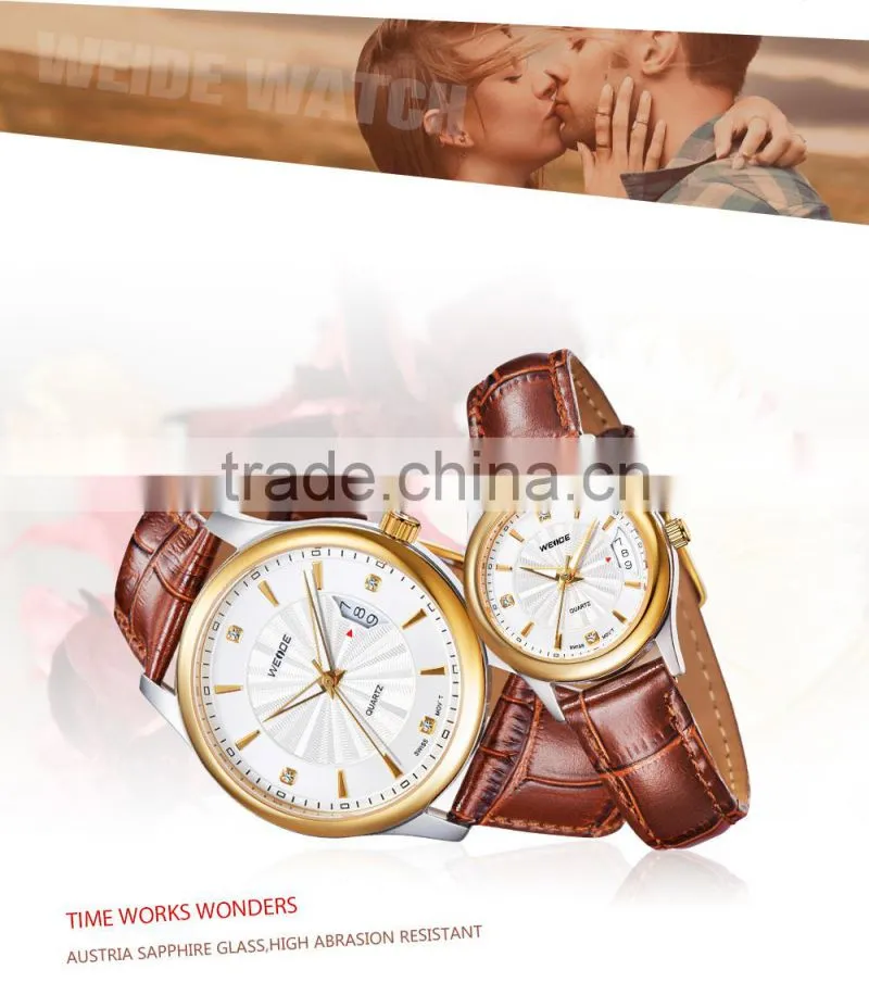Most popular China online shopping women leather couple lover wrist watch