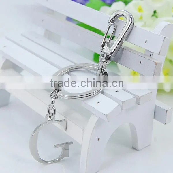 New design fashion Stainless steel accessory keychain and keyring with G