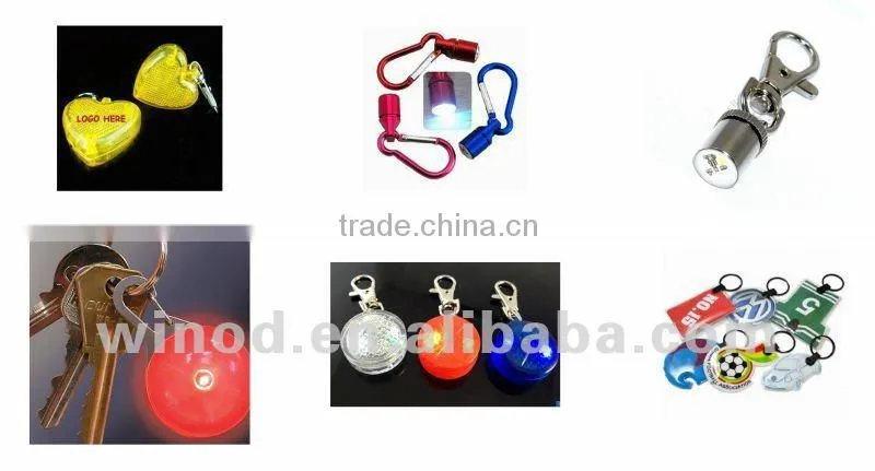 Promotion plastic led keychain light with metal keyring