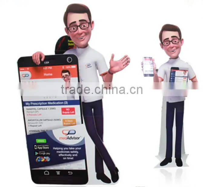Eco-friendly custom advertising portable standee display cardboard stand commercial fingure image paper display