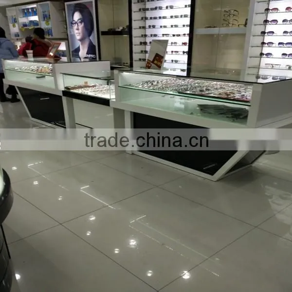 wooden and glass sunglass display stand
