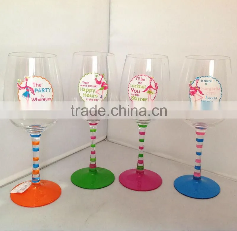 delicate wine glass with lovely high-heeled shoes decal for girl's party
