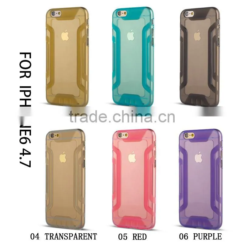 Armor slim transparent phone case 6 colors waterproof soft TPU mobile cell phone case cover for Apple iphone 6 /6 plus