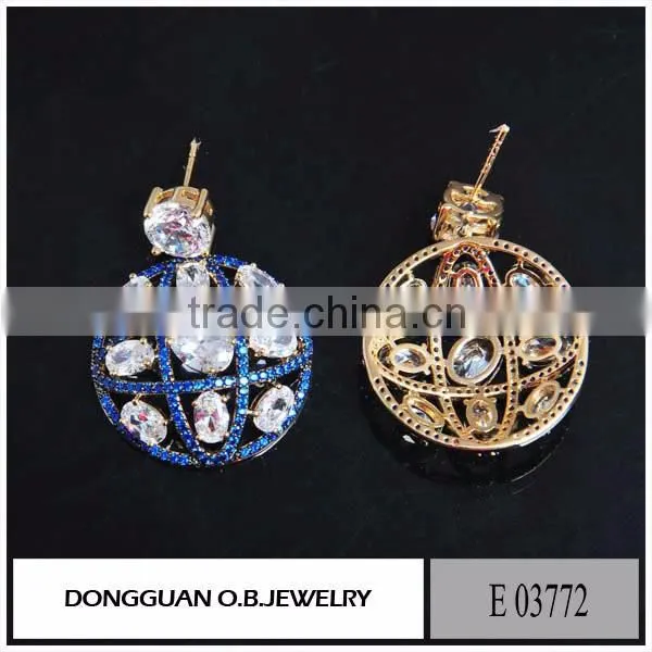 seoul stone jewelry cubic zirconia earrings gold and rhodium plated cheap earring