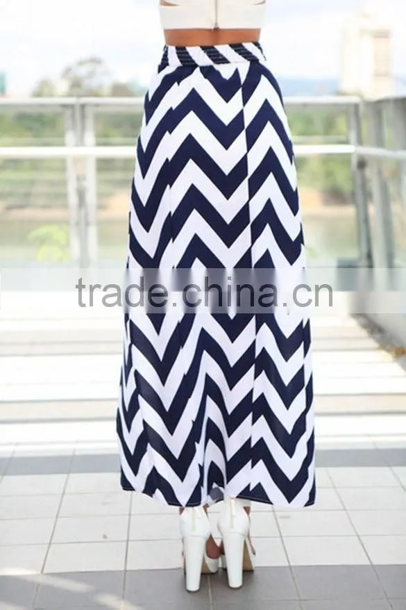 Stylish Lady Women's Fashion Sexy Striped Slit Long Skirt