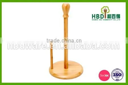 BSCI factory High quality bamboo wood Kitchen roll holder, roll holder wholesale