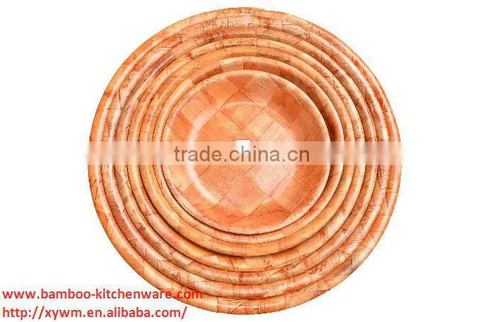Big Woven Wooden Serving Teak Bowl