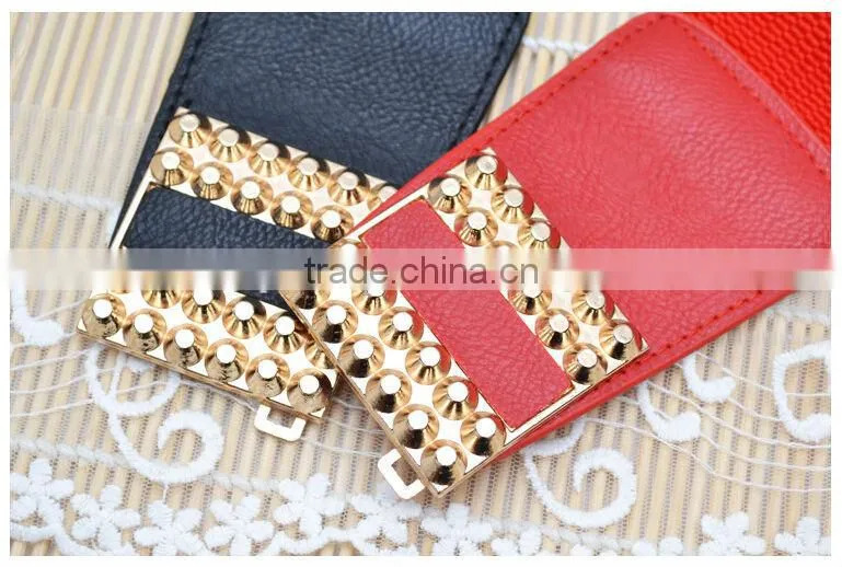 fashion metallic gold belt wide leather belt for girls and women