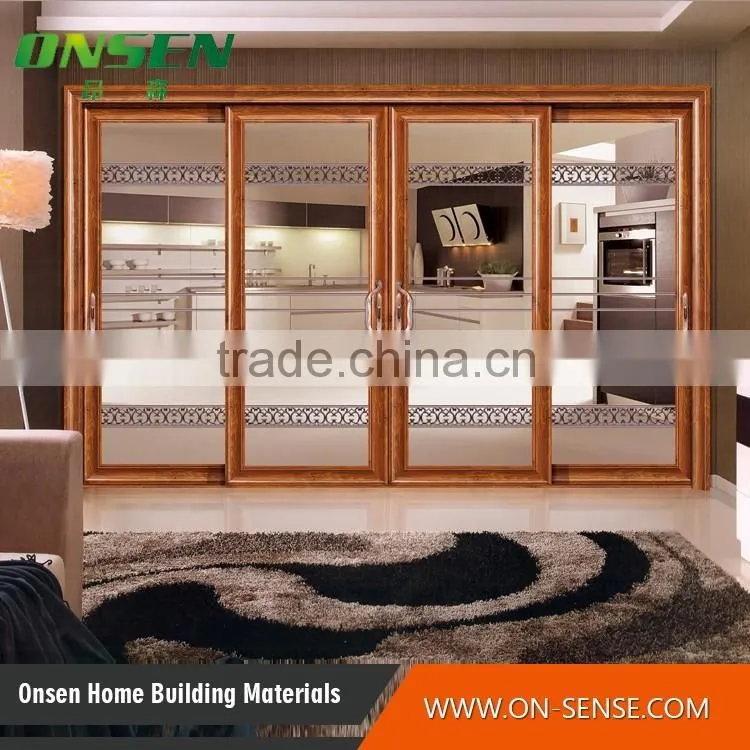 High quality modern style hollow Aluminum sliding glass door, glass sliding door price