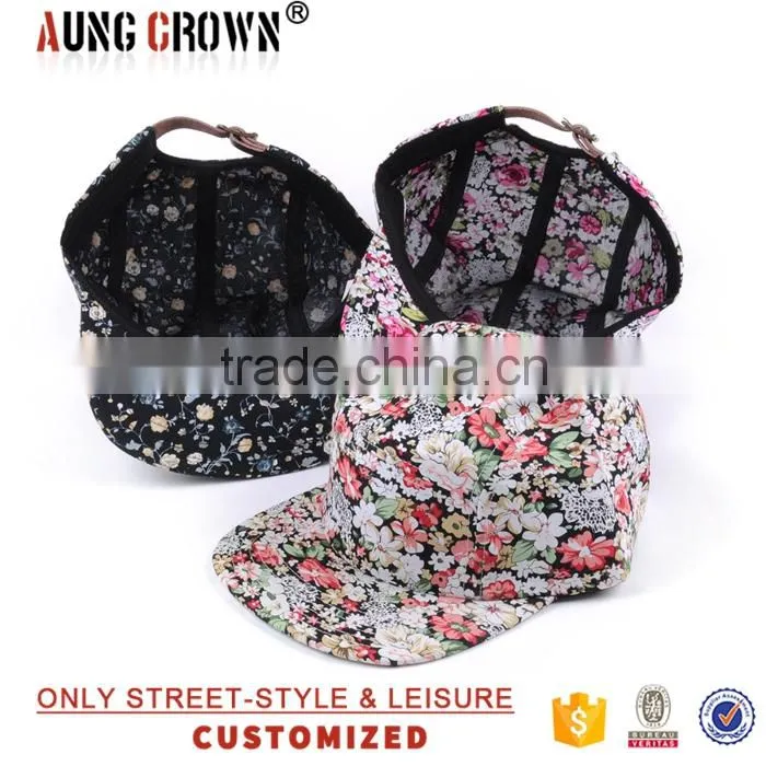 custom floral 5 panel hat blank wholesale