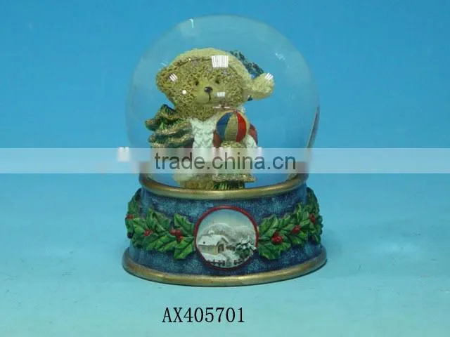 Customized music crystal glass snow ball for Christmas gift resin Craft / christmas glass snow ball