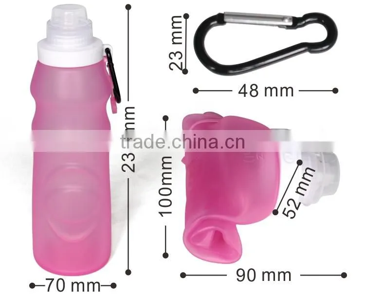 2017 Low Price Fashional Design 1000ml Sports Silicone Collapsible Water Bottle With Carabiner