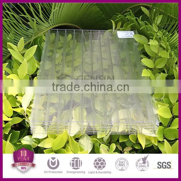 Low U-value 100% Virgin Raw PC Resin 80 Micron UV Coating 38mm Thickness 8-wall Diamond Structure Polycarbonate Sheet Multiwall