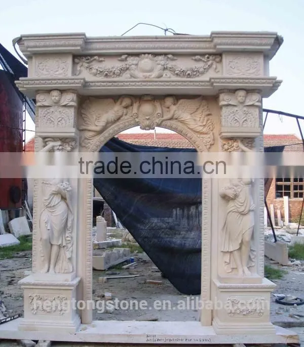 Home Decorative White Stone Door Frame with Girl Statue