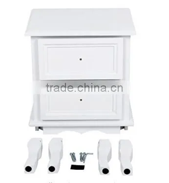 Set of Two Small Traditional Style Bedside Table in White