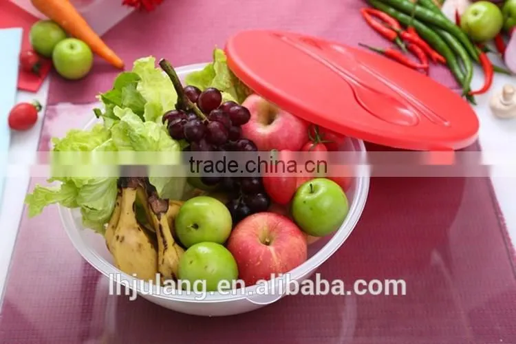 Plastic transparent salad bowl /Wholesale big plastic salad bowl set with lid