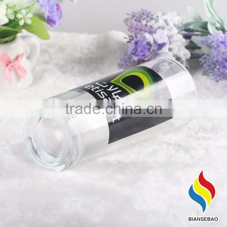 Custom logo printed clear cheap drinking glass cup, ice cream glass cup