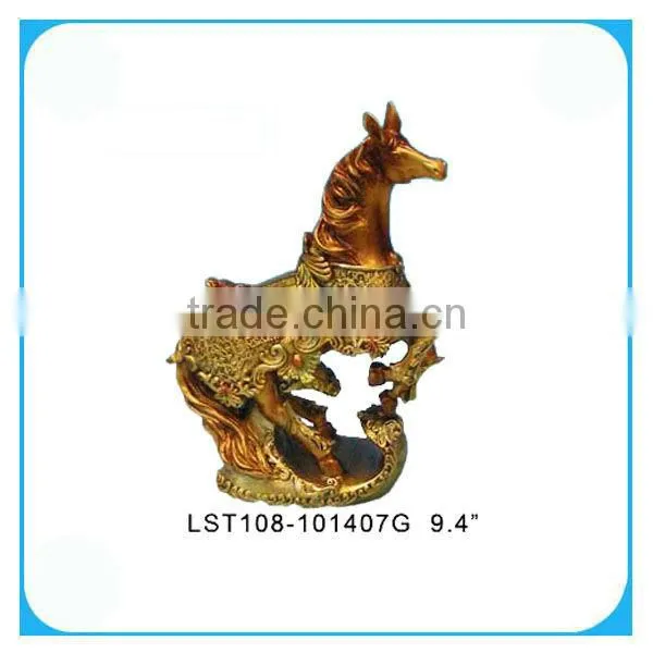 Home Decorative Resin Horse Figurine With Clock