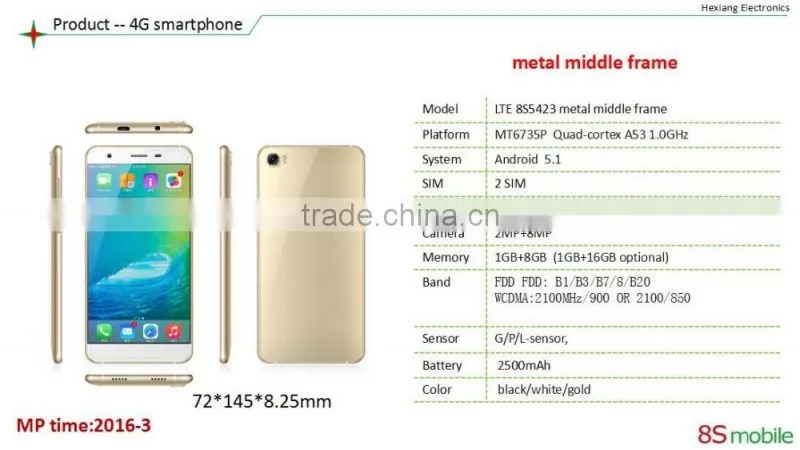 LTE8S5423 5.0" high end cheap mobile phone wholesale