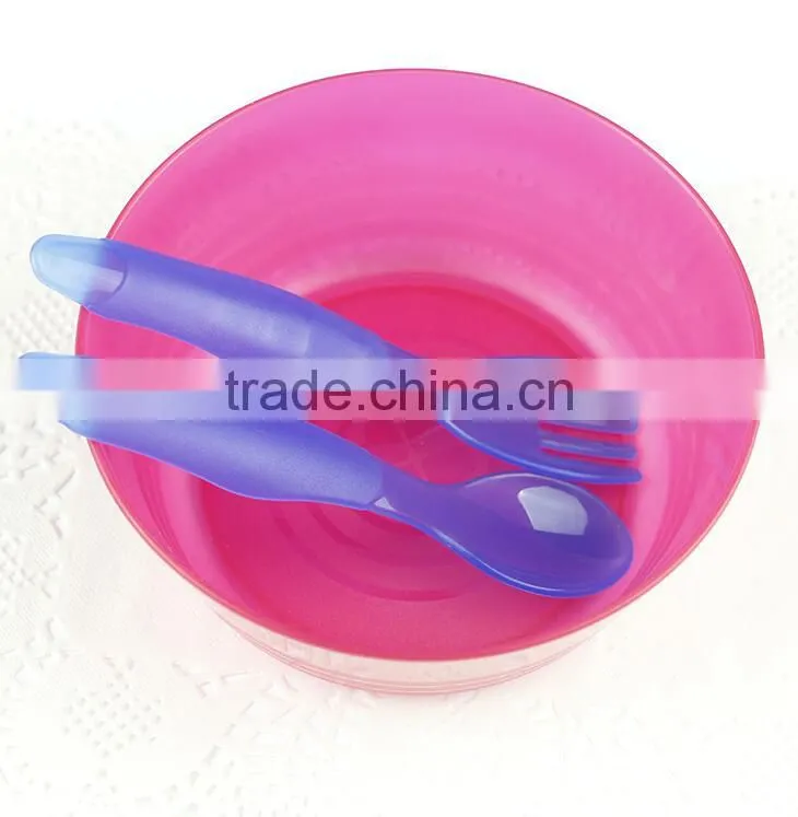 Factory sale soft PP baby spoon with fork baby spoon Tableware set