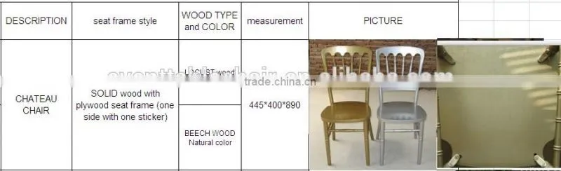 wedding hotel wooden chateau chair(versalles chair) for sale