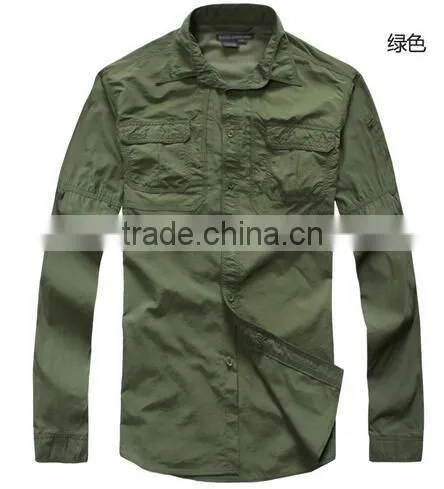 Coolmax Mens long sleeve quick dry outdoor fishing shirts UV-protection shirts
