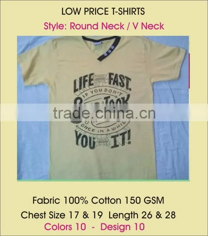 V Neck Cotton T-Shirts printed custom designs low price