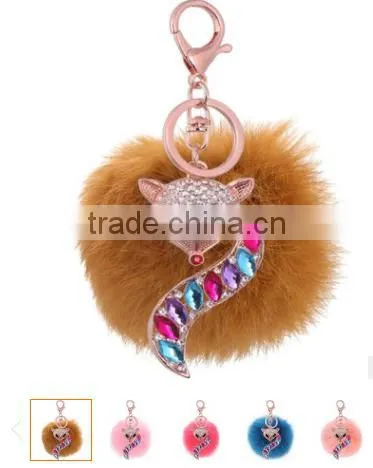 shiny unicorn horse animal fur pom pom keychain bag charms unique faux fur ball bag charms 2017 keychain premium gifts