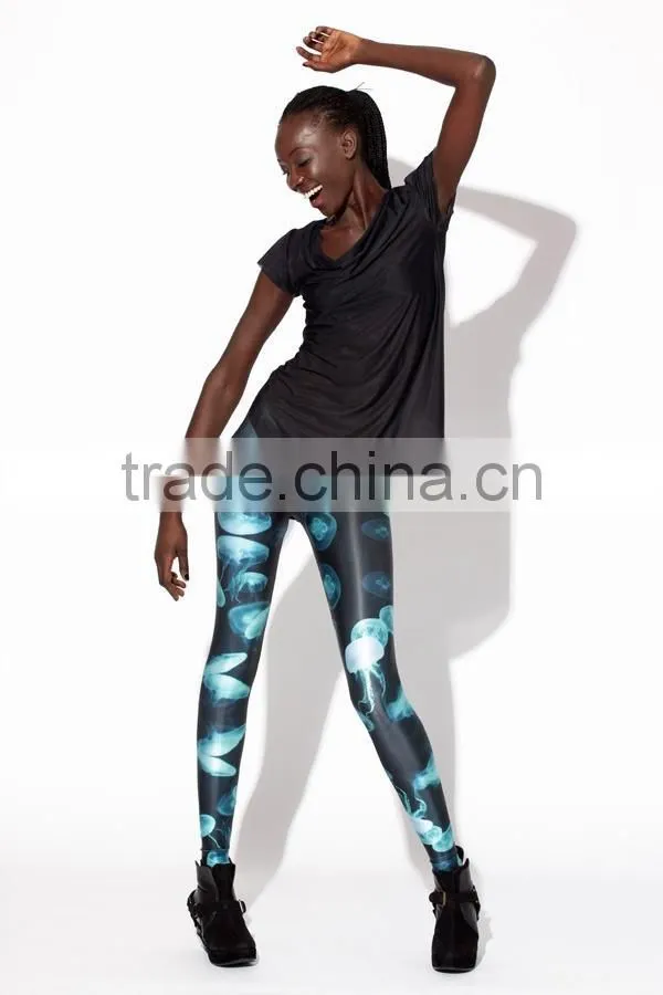 Leggings Slim Women Purple NEW YORK SKYELINE THE GREAT WAVE JELLYFISH Aquarium Beach Leggings Pants