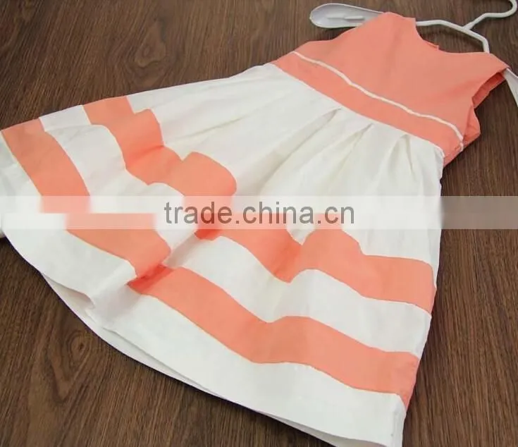 2016 Two color dress polyesrer cotton baby girl summer dress