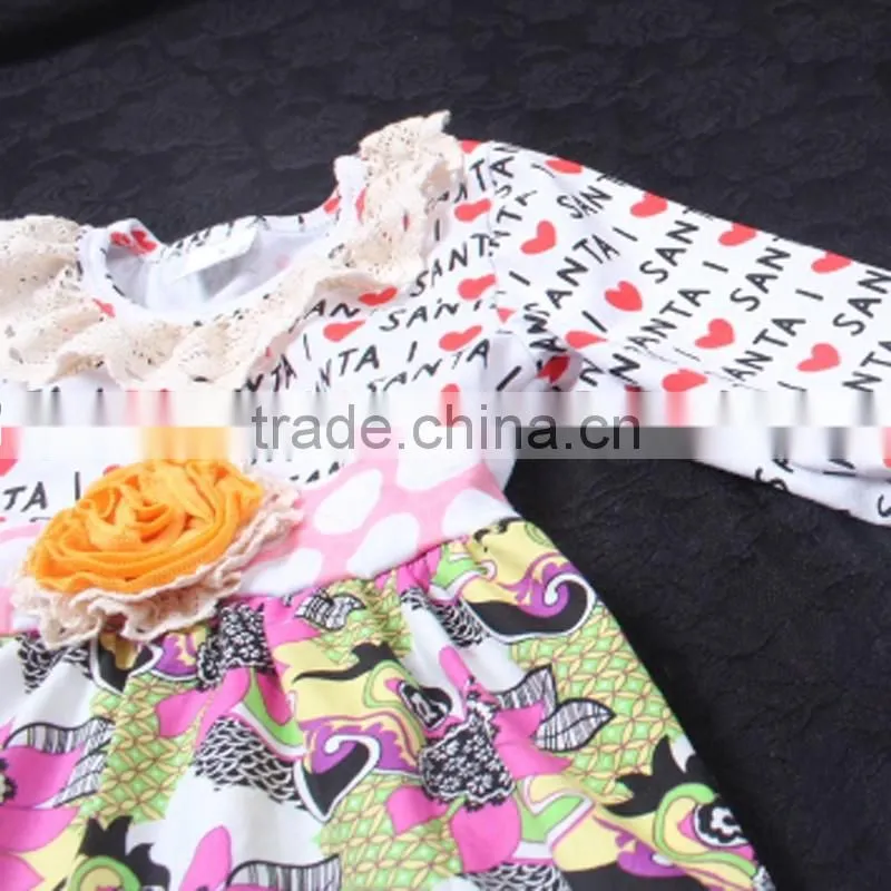 2016 Newest Letter I love Santa Multi layered Flower Girl dress Top with big minky polka dots icing pants wholesale LBYTZ001-57