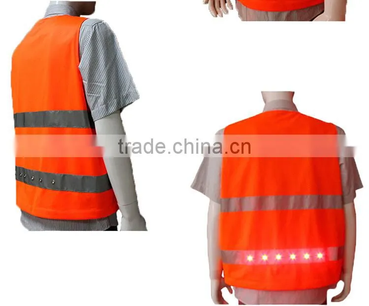 Sanitation wear LED high visibility reflective vest clothing