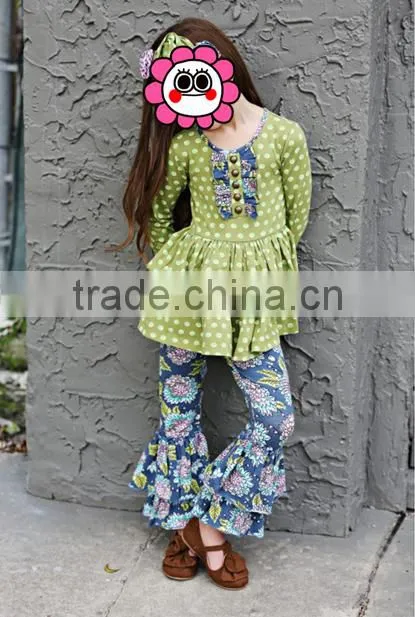 Factory prices wholesale children's clothes hand made baby girl dress girl fall double pleated suit