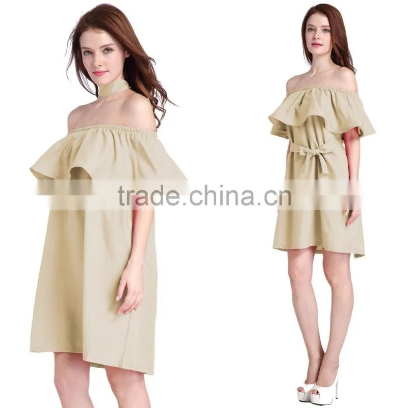 New Fashion Off-shoulder Ruffled Neckline Dress Body con Party Dress For Wholesale 2017