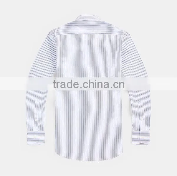 100% cotton classic fit stripe long sleeve mens shirt pocket style for oem