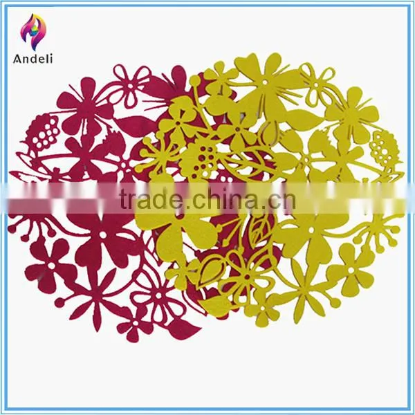 Laser cutting wholesale felt placemats with flower