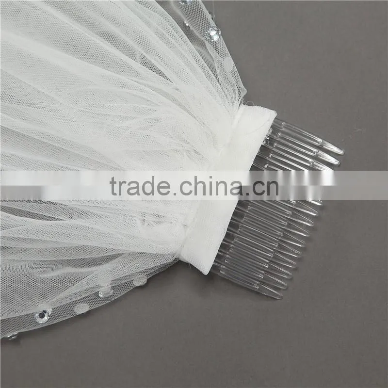 2017 wholesale Wholesale White Wedding Lace Bridal Veils long Tulle veils HL01