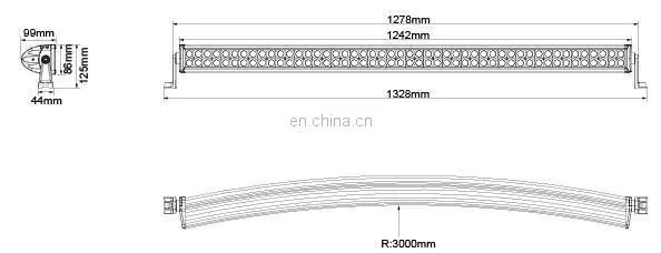 288W 4x4 curve led light bar 50 inch for raptor off-road