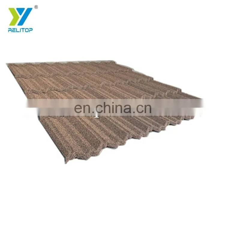 Nosen Type Chesunut Color Stone Coated Steel Roof Tile 0.3mm To 0.5mm Metal Roofing Sheet