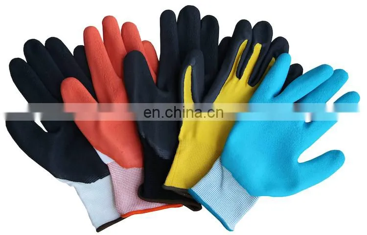 13 Gauge Red Polyester Latex Rough Coated Work Gloves