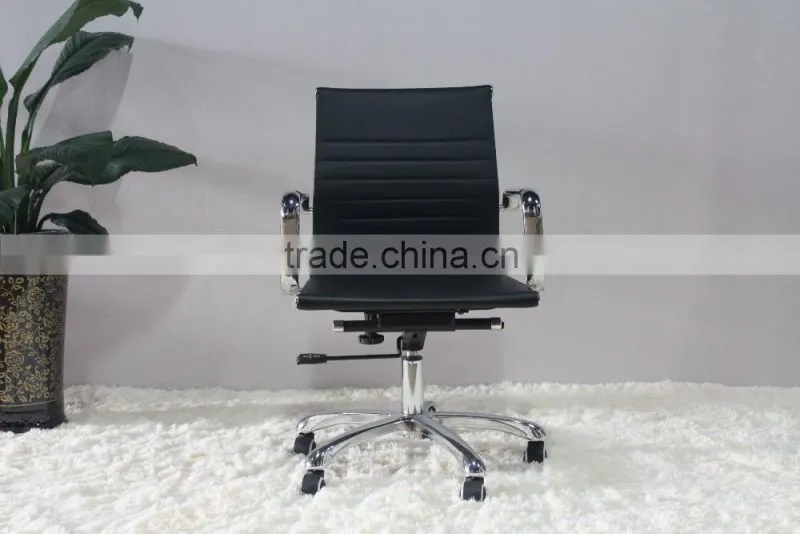 Replica Italian graceful Design Aluminum frame and armrest Italian Genuine leather Charles and Ray High Back office chair